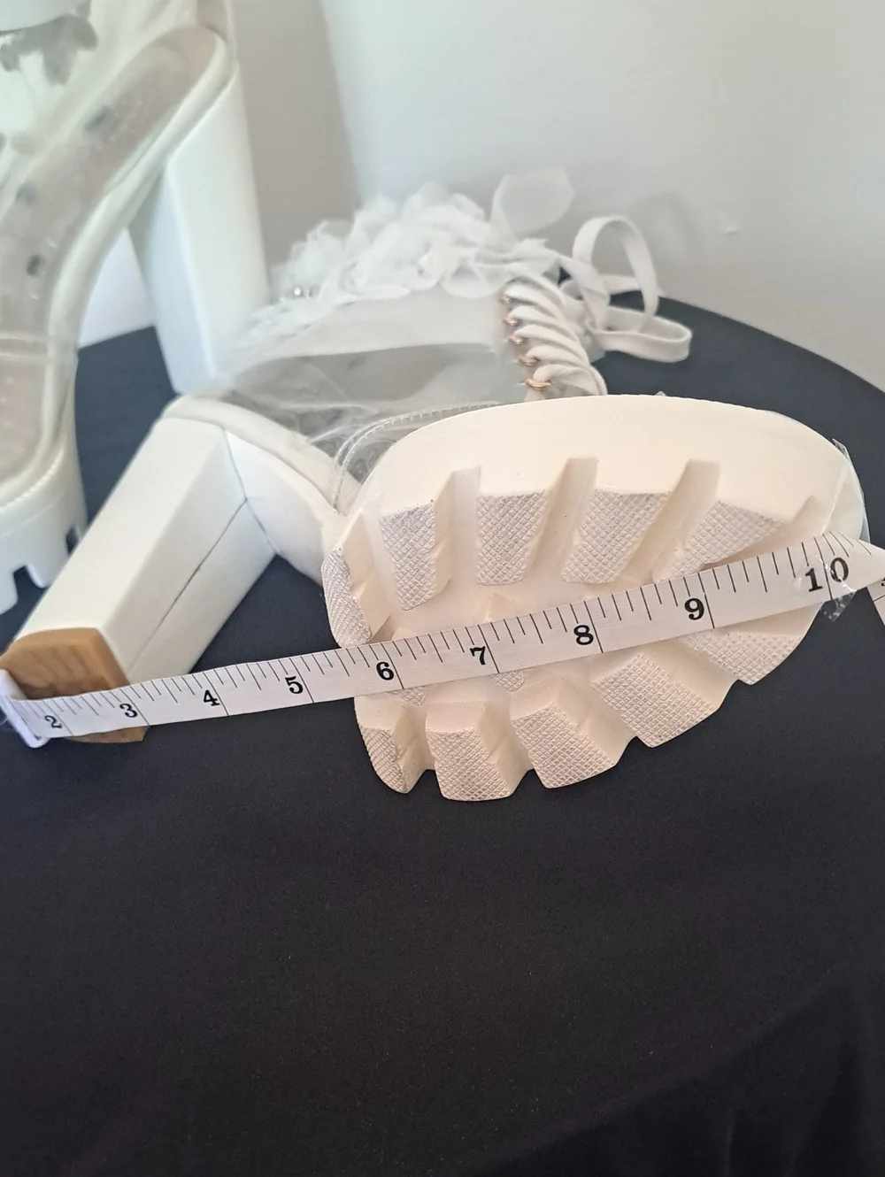 Devine Luz White Embellished Clear Beautiful Platform Heels